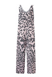 Leopard Leopard Print Pockets Wide Leg Sleeveless Jumpsuit