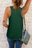 Green V Neck Racerback Tank Top with Pocket