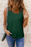 Green V Neck Racerback Tank Top with Pocket