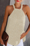 Khaki Dotted Print Tank with Slit
