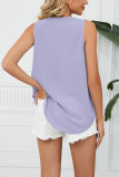 Plain V Neck Lace Edge Tank Top