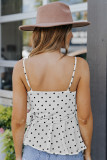 White Polka Dot Print Bow Knot Warp V Neck Cami Top