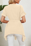 Swiss Dot V Neck Lace Edge Babydoll Top