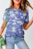 Sky Blue Tie Dye Crew Neck Short Sleeve T-Shirt