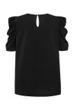 Plain Twisted Puffy Sleeves Top