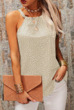 Khaki Dotted Print Tank with Slit