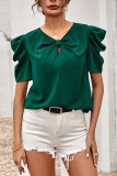 Plain Twisted Puffy Sleeves Top