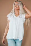 White Eyelet Ruffled Cap Sleeve Babydoll Top