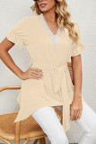 Swiss Dot V Neck Lace Edge Babydoll Top