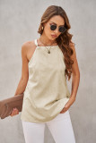 Khaki Dotted Print Tank with Slit