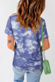 Sky Blue Tie Dye Crew Neck Short Sleeve T-Shirt