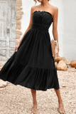 Off Shoulder Sleeveless Smock Long Dress