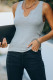 Gray Split Neck Ribbed Knit Tank Top