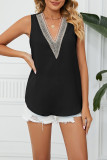 Plain V Neck Lace Edge Tank Top