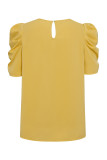 Plain Twisted Puffy Sleeves Top