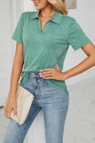 Plain Split Collar Pocket Jersey Top