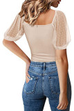 Plain Square Neck Jacquard Mesh Top