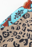 Aztec Leopard Patchwork High Waist Slim-fit Pants