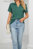 Plain Split Collar Pocket Jersey Top
