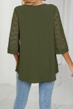 Plain V Neck Lace Sleeves Top