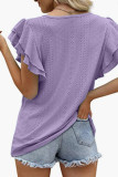 Hollow Out Pattern Tiered Sleeves Top