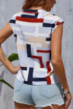 V Neck Geometric Print Top