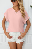 Plain Cut V Neck Fold Sleeves Top