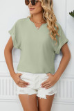 Plain Cut V Neck Fold Sleeves Top
