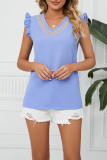 V Neck Lace Tape Flatter Sleeves Top