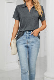 Plain Split Collar Pocket Jersey Top