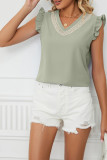 V Neck Lace Tape Flatter Sleeves Top