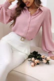 Plain Swiss Dot Open Button Smocked Cuff Blouse Shirt