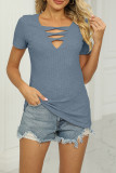 V Neck Strappy Rib Top