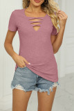 V Neck Strappy Rib Top