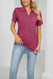 Plain Split Collar Pocket Jersey Top