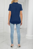 Plain Split Collar Pocket Jersey Top