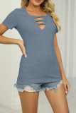 V Neck Strappy Rib Top