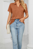 Plain Split Collar Pocket Jersey Top