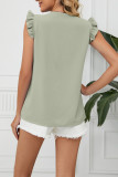 V Neck Lace Tape Flatter Sleeves Top