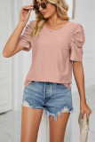 Hollow Out Texture Smock Sleeves Top