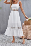 Lace Strap Square Neck Hollow Out Waist Maxi Dress
