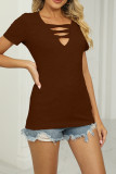 V Neck Strappy Rib Top