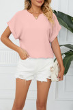 Plain Cut V Neck Fold Sleeves Top