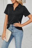 Plain Split Collar Pocket Jersey Top