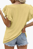 Hollow Out Pattern Tiered Sleeves Top