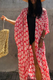 Front Open Leaf Printing Beach Cover Up