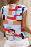 V Neck Geometric Print Top