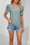 Hollow Out Texture Smock Sleeves Top