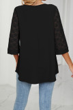 Plain V Neck Lace Sleeves Top