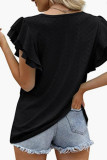 Hollow Out Pattern Tiered Sleeves Top